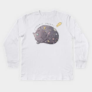 Cosmic Dreams Cat Kids Long Sleeve T-Shirt